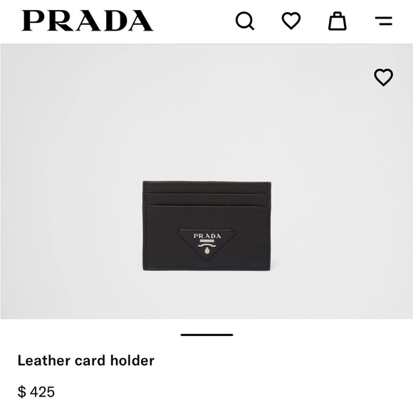 Prada Leather Card Holder Wallet, Black - Picture 5 of 12